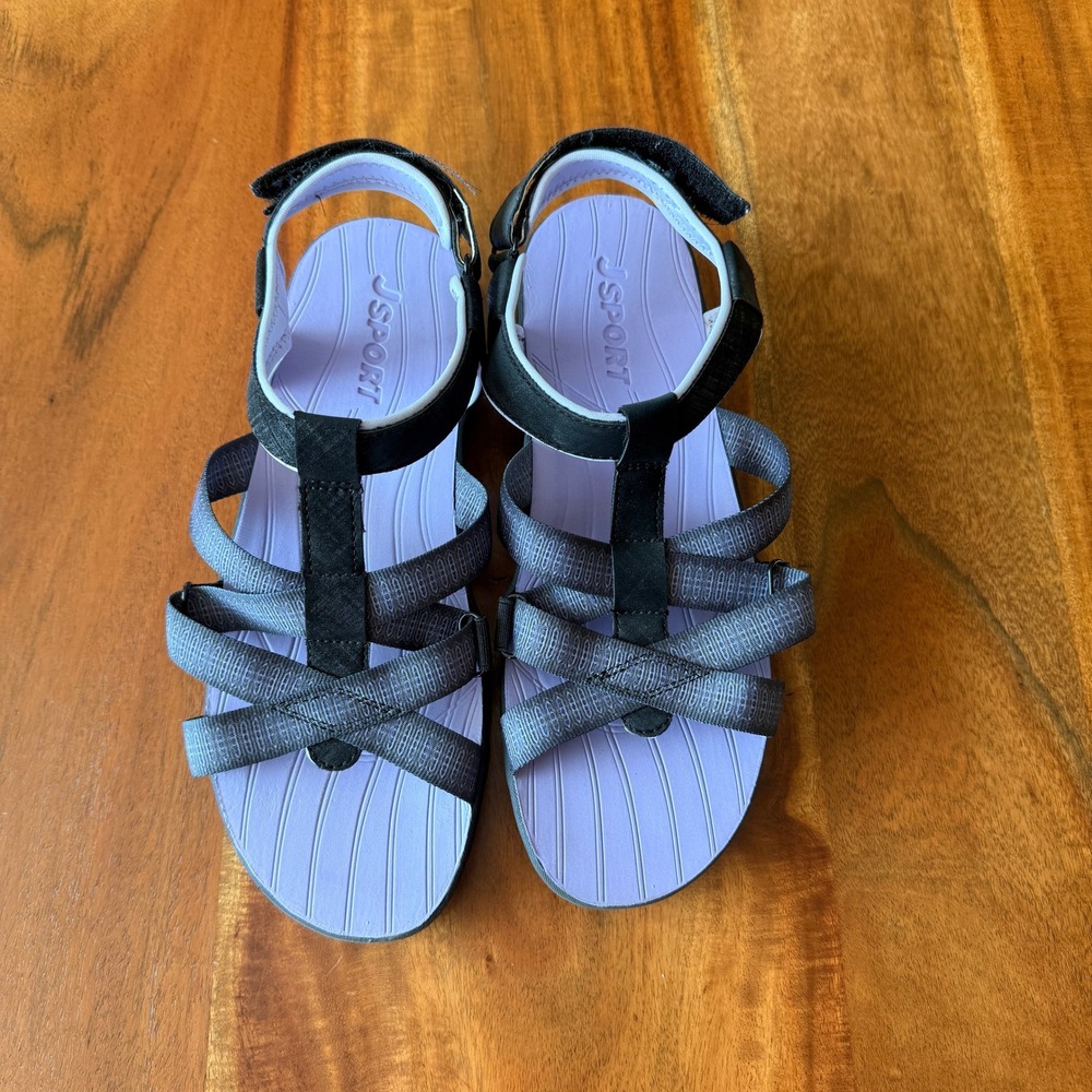JSport Women's‎ Black/Purple Strap Sandal Size 9M